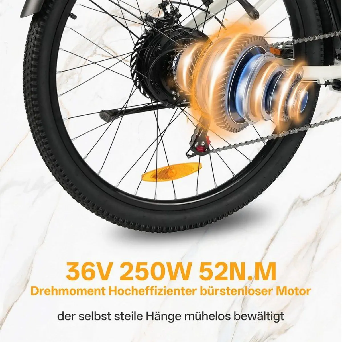 TTGO E-Bike Cityrad 26 Zoll, 5 Unterstützungsstufen, 80-120 km Reichweite 3