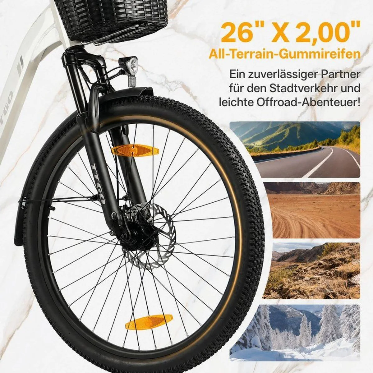 TTGO E-Bike Cityrad 26 Zoll, 5 Unterstützungsstufen, 80-120 km Reichweite 5