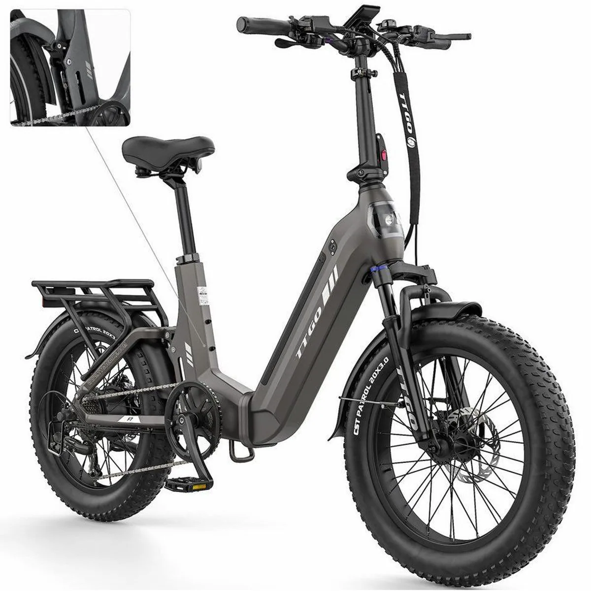TTGO E-Bike Klapprad 20 Zoll, vollgefederte Softtail-Konstruktion, 70Nm Drehmoment, 720Wh Akku