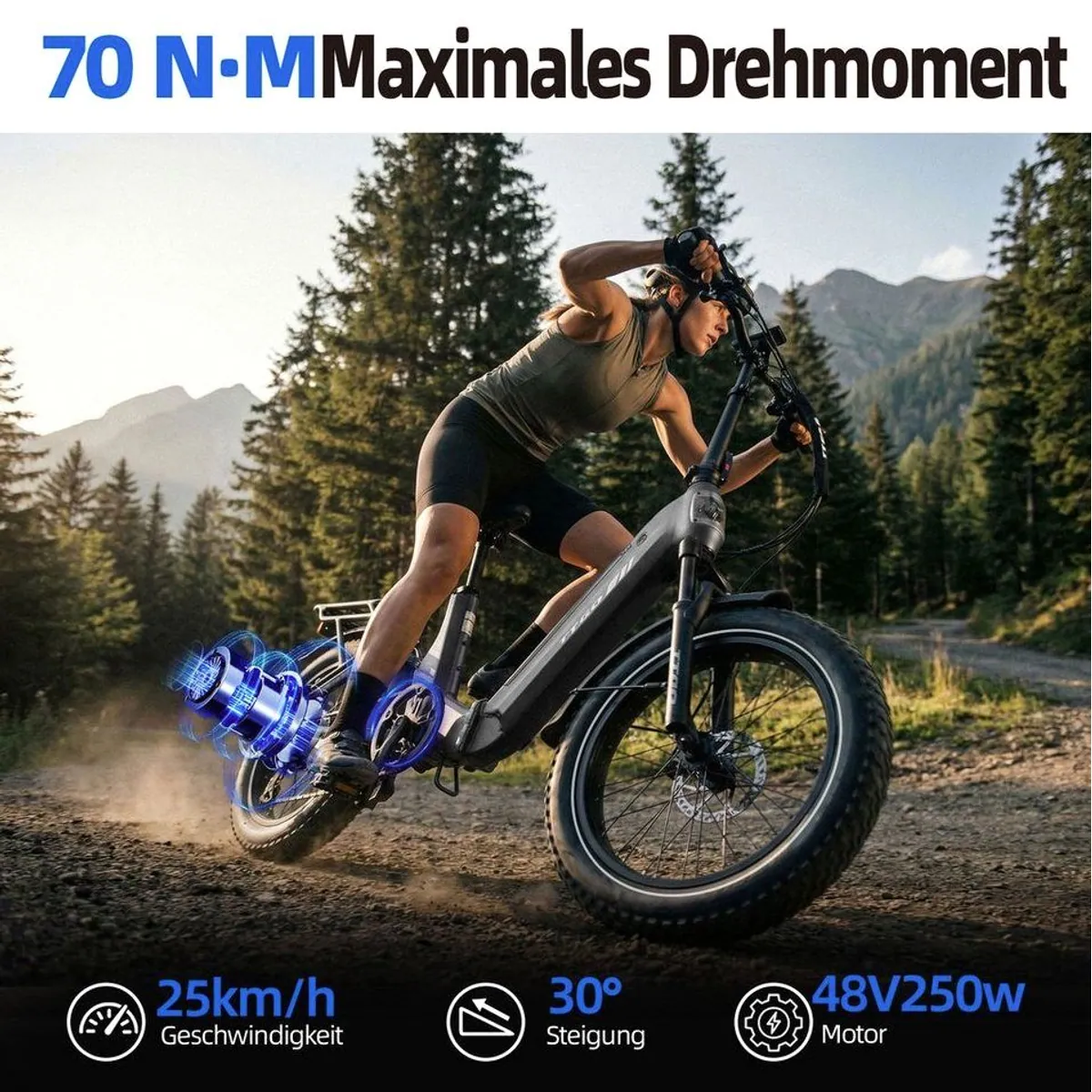 TTGO E-Bike Klapprad 20 Zoll, vollgefederte Softtail-Konstruktion, 70Nm Drehmoment, 720Wh Akku 4