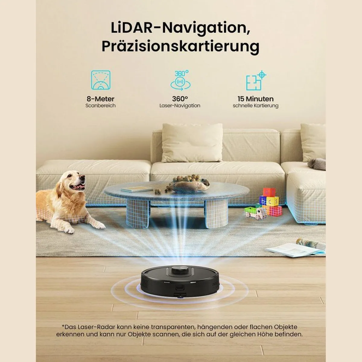 Vactidy W11 Saugroboter, 5000Pa Saugkraft, LiDAR-Navigation, App-gesteuert 3
