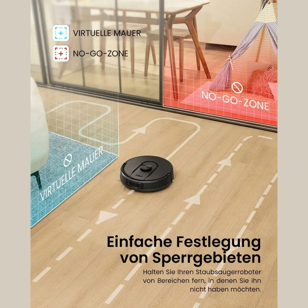 Vactidy W11 Saugroboter, 5000Pa Saugkraft, LiDAR-Navigation, App-gesteuert 4