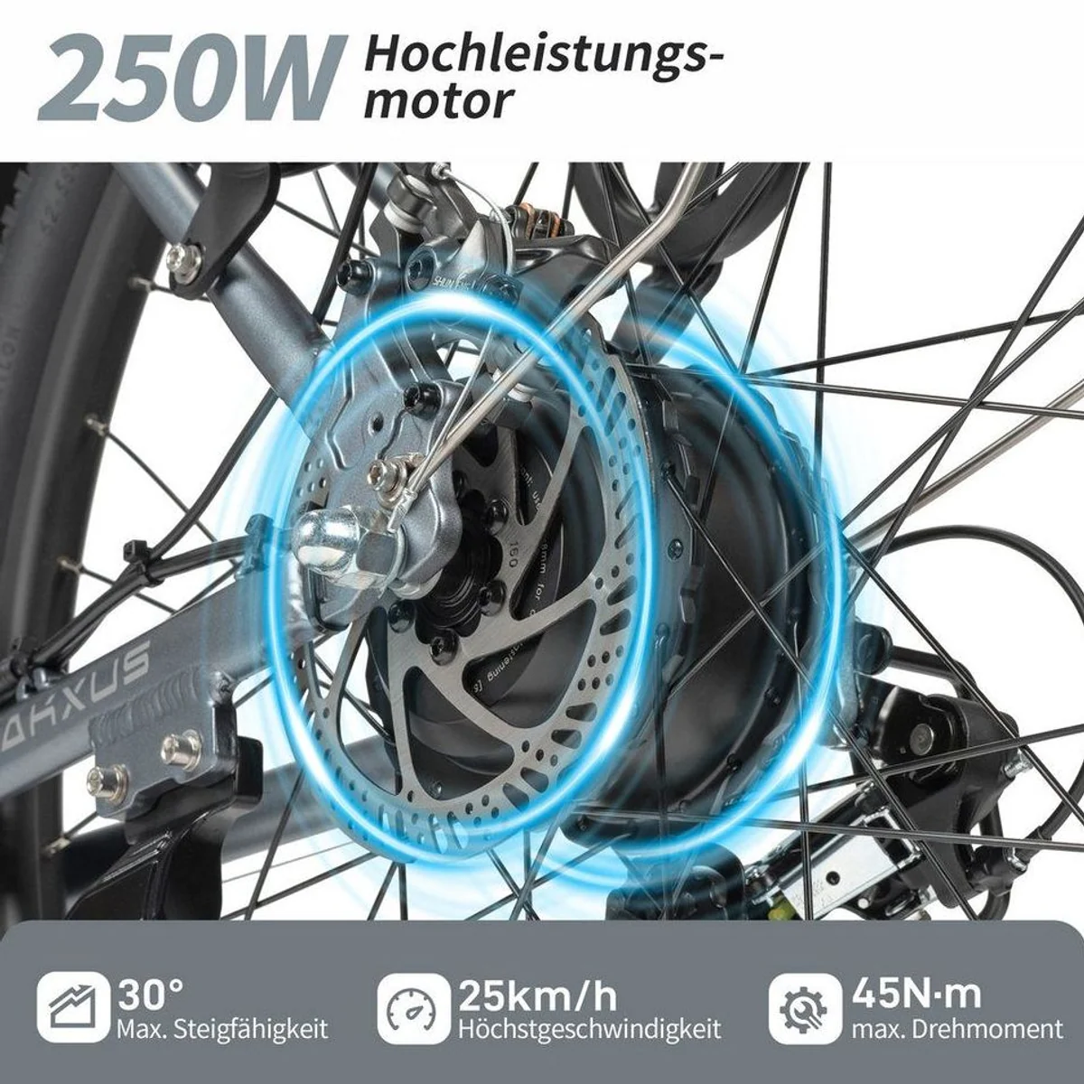 Vankel E-Bike Trekkingrad 27,5 Zoll, 250W Motor, 7-Gang Shimano, 450Wh Akku 5