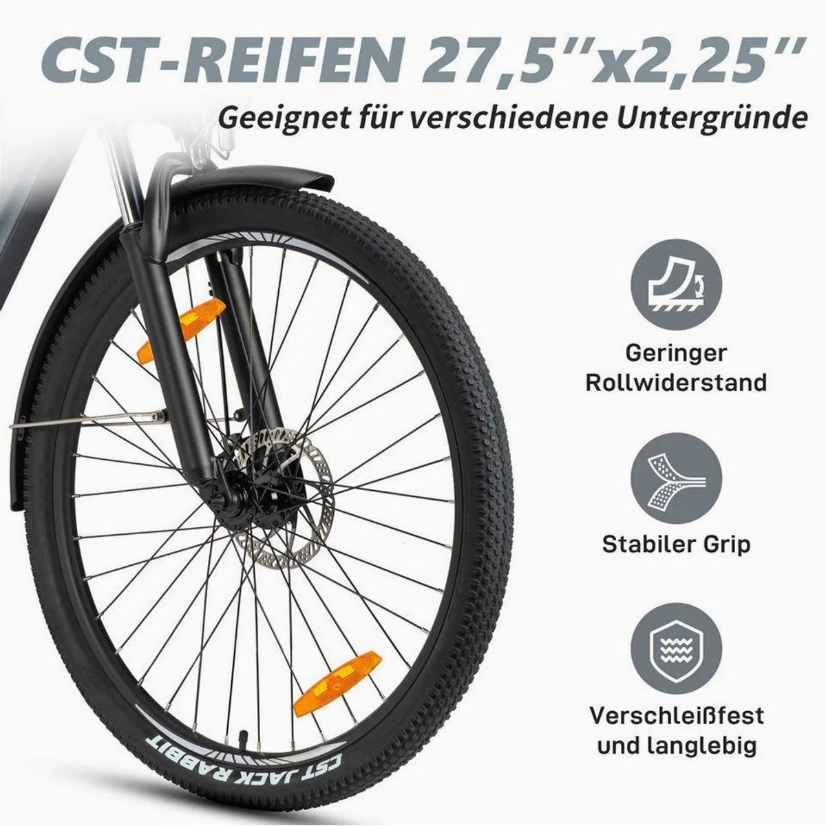 Vankel 27M204 E-Bike Trekkingrad, 250W Motor, 7-Gang Shimano, 450Wh Akku – Ideal für Stadt und Gelände 2
