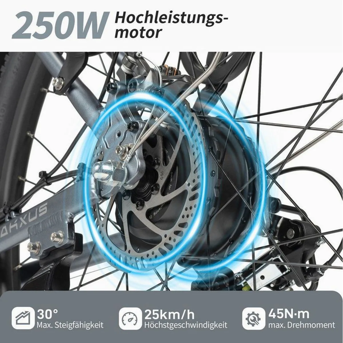 Vankel 27M204 E-Bike Trekkingrad, 250W Motor, 7-Gang Shimano, 450Wh Akku – Ideal für Stadt und Gelände 5