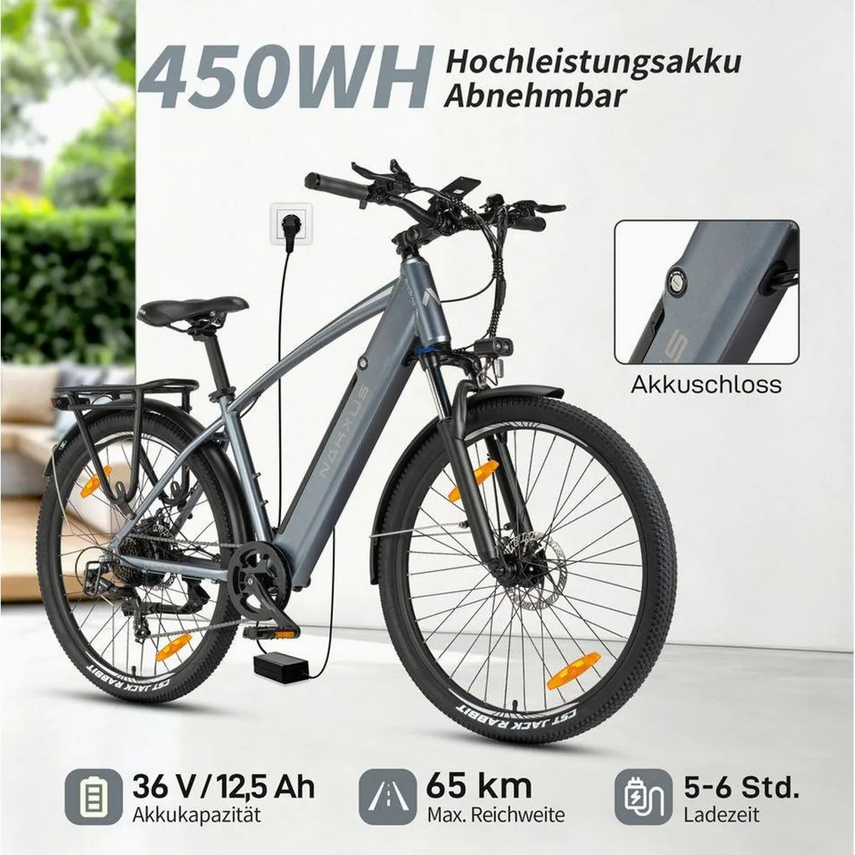 Vankel E-Bike 27M204, 250W Heckmotor, 7-Gang Shimano, 450Wh Akku — ideal für Stadt und Abenteuer 2