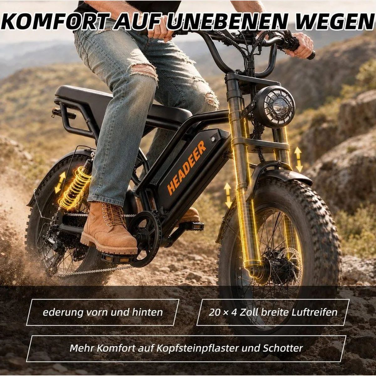 Vankel bk20 E-Fatbike, 250W Motor, 960Wh Akku, 25 km/h, Vollfederung 4