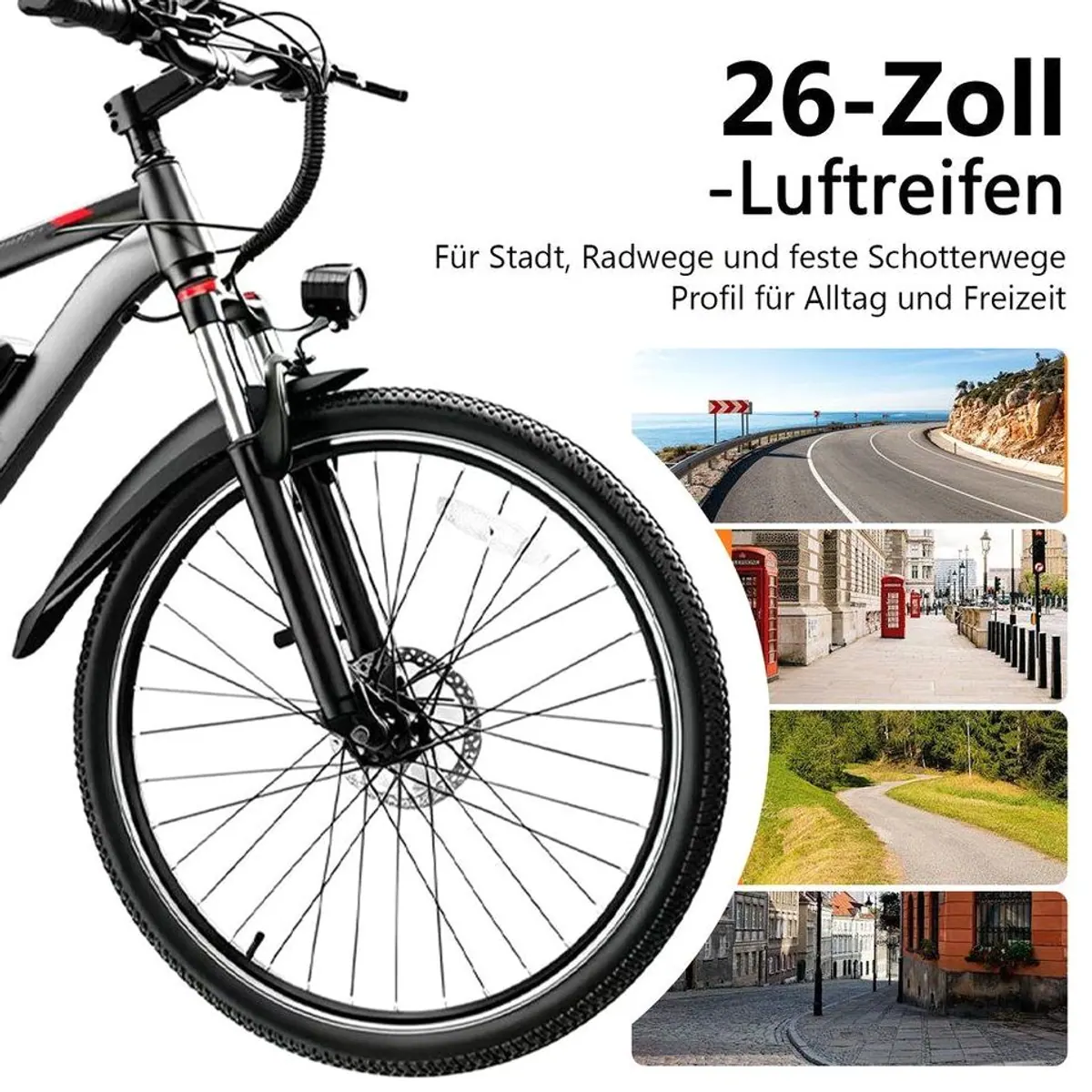 Vankel E-Bike Mountainbike 26 Zoll, 720 Wh Akku, 120 km Reichweite, App-Anbindung 5