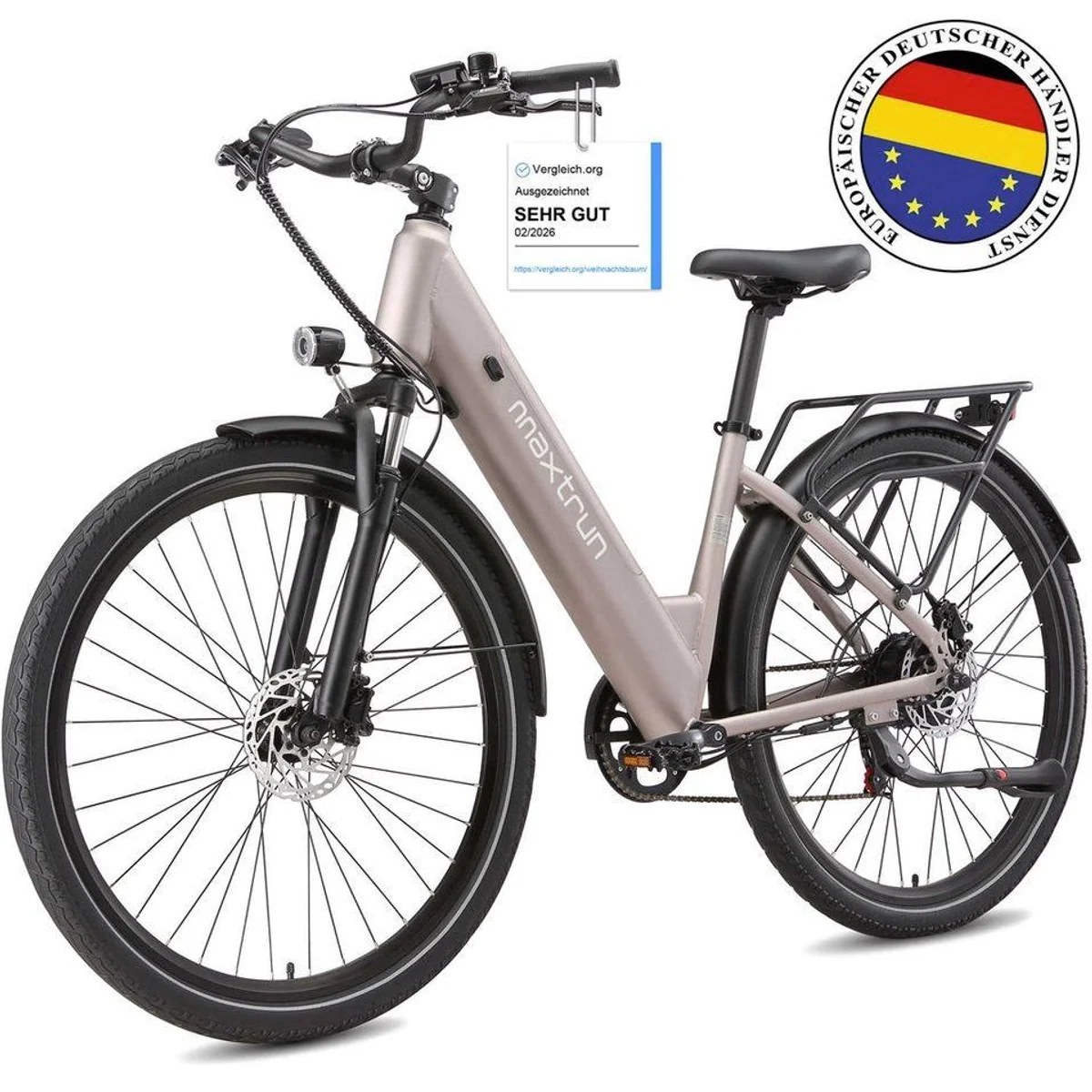 Vankel Lira City-Elektrofahrrad, 250W Motor, 48V Akku, 140 km Reichweite