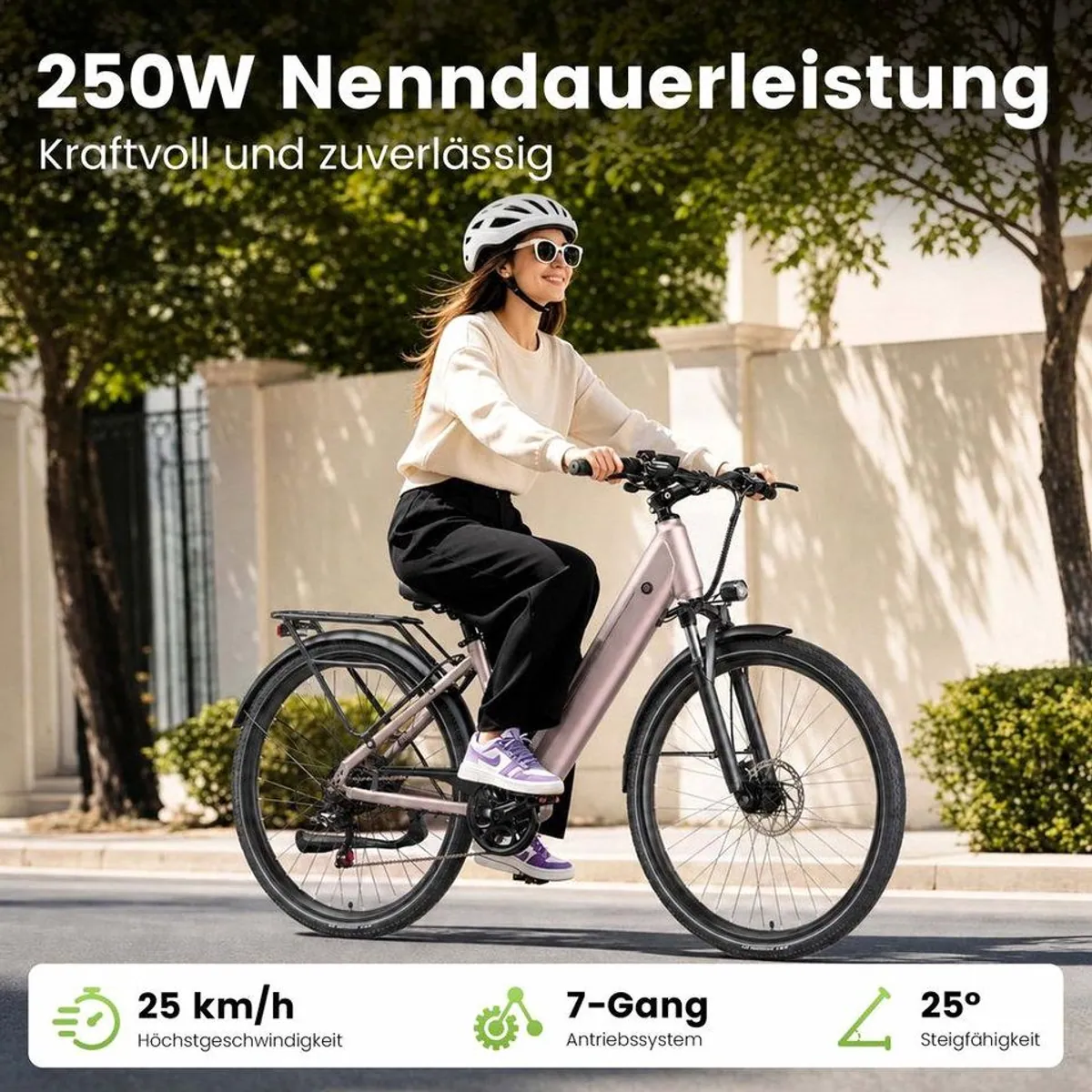 Vankel Lira City-Elektrofahrrad, 250W Motor, 28 Zoll, 140 km Reichweite 3