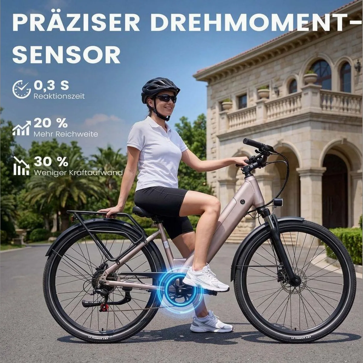 Vankel Lira City-Elektrofahrrad, 250W Motor, 28 Zoll, 140 km Reichweite 4
