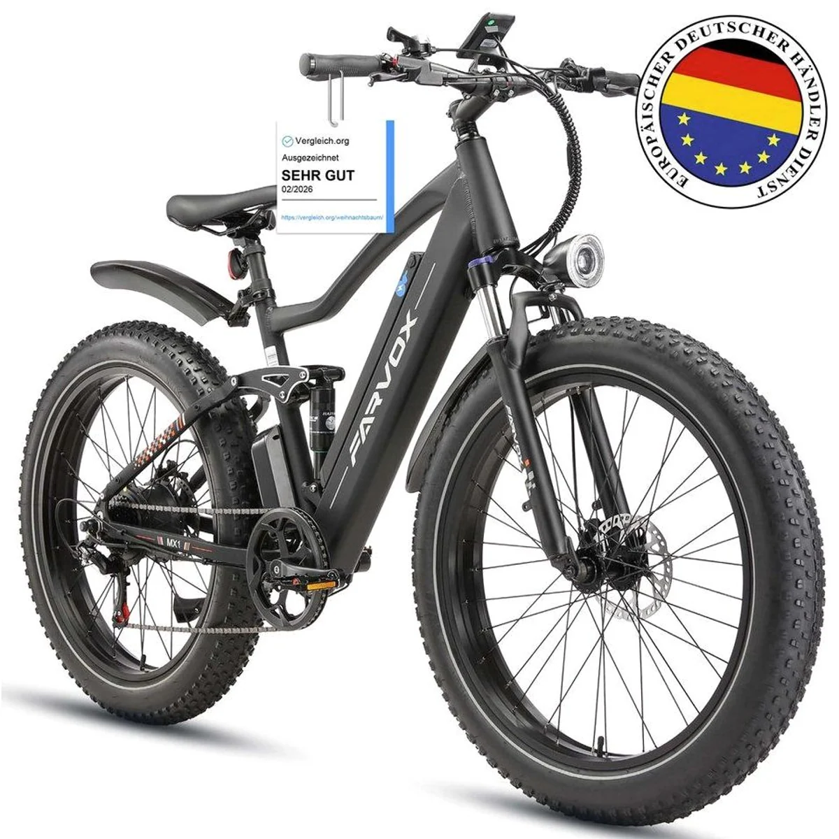 Vankel MX1 E-Bike Cityrad, 80–100 km Reichweite, 624 Wh, 7-Gang Shimano