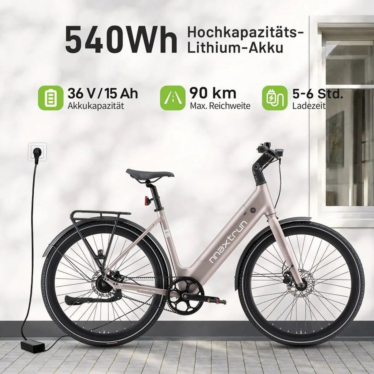 Vankel E-Citybike Urban 20, 540Wh Akku, 25 km/h, hydraulische Scheibenbremsen 4