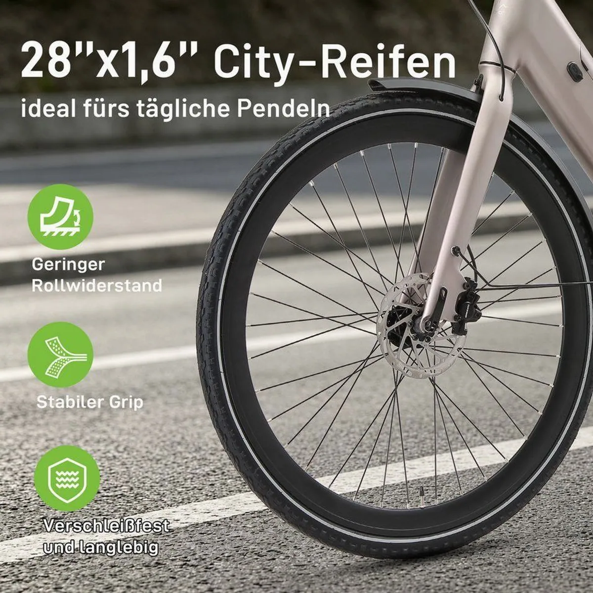 Vankel E-Citybike Urban 20, 540Wh Akku, 25 km/h, hydraulische Scheibenbremsen 5