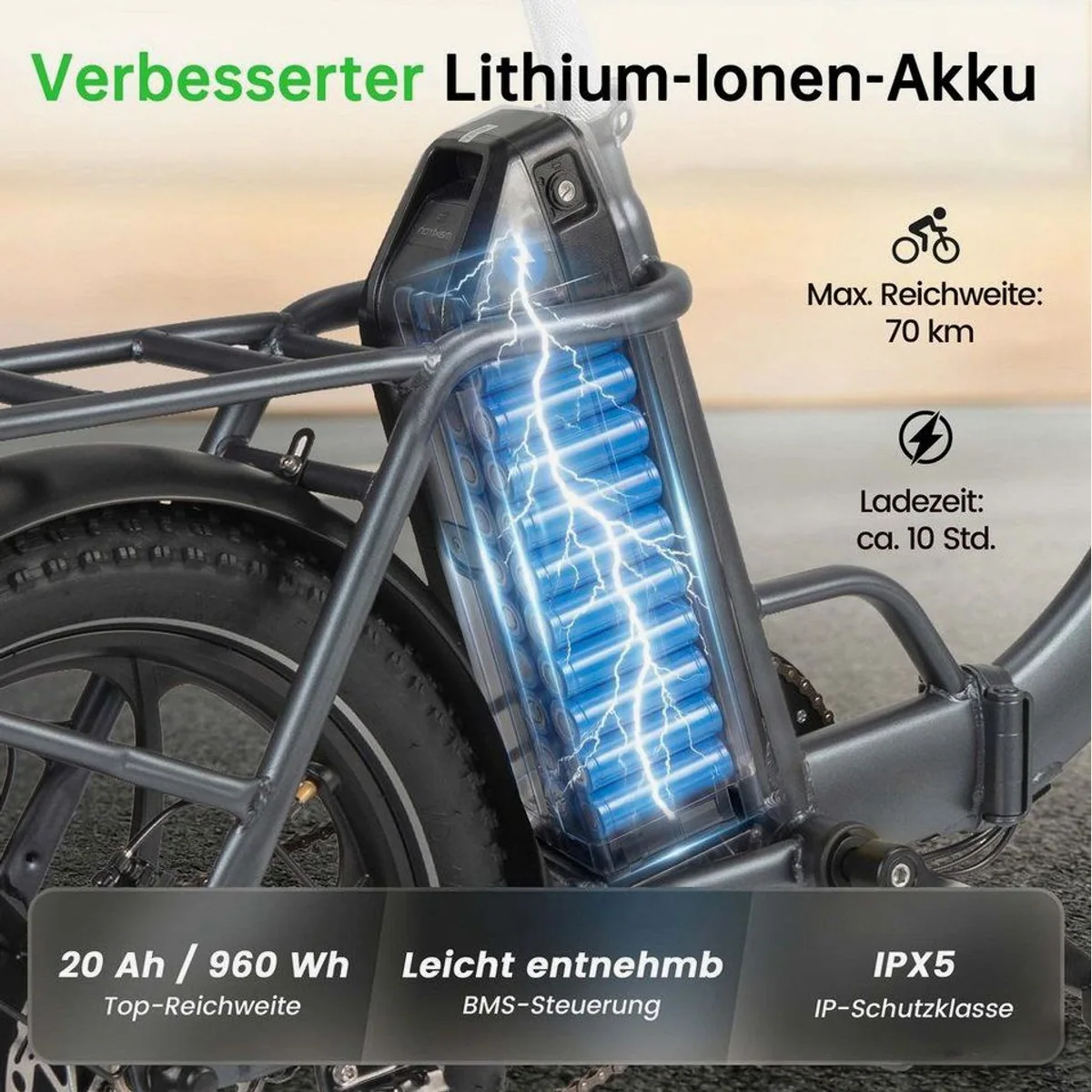 Vankel E-Bike E1, kompaktes Faltdesign, kraftvolle 120 km Reichweite, 7-Gang-Schaltung 4