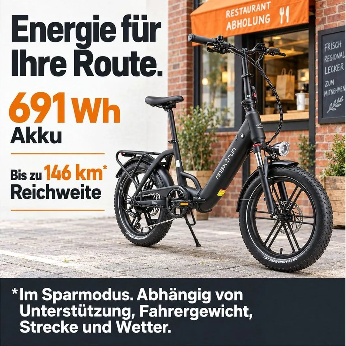 Vankel E-Faltrad 20 Zoll, 250W Motor, 691Wh Akku, hydraulische Scheibenbremsen 5