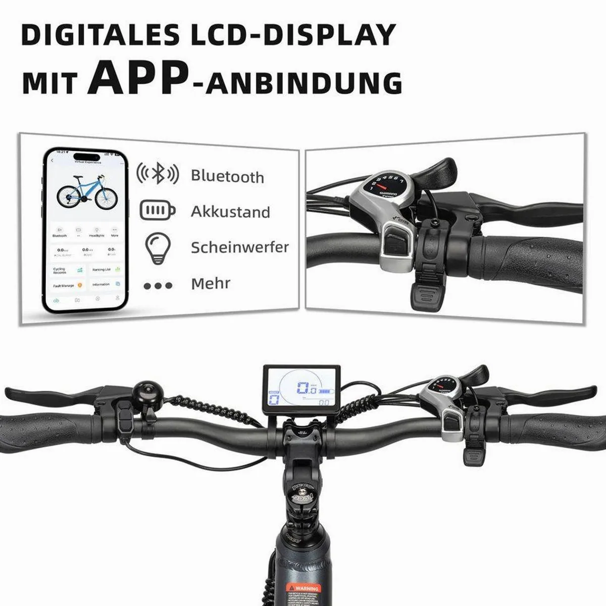 Vankel E-Bike Cityrad 26 Zoll, leistungsstarker Heckmotor, App-Steuerung 4