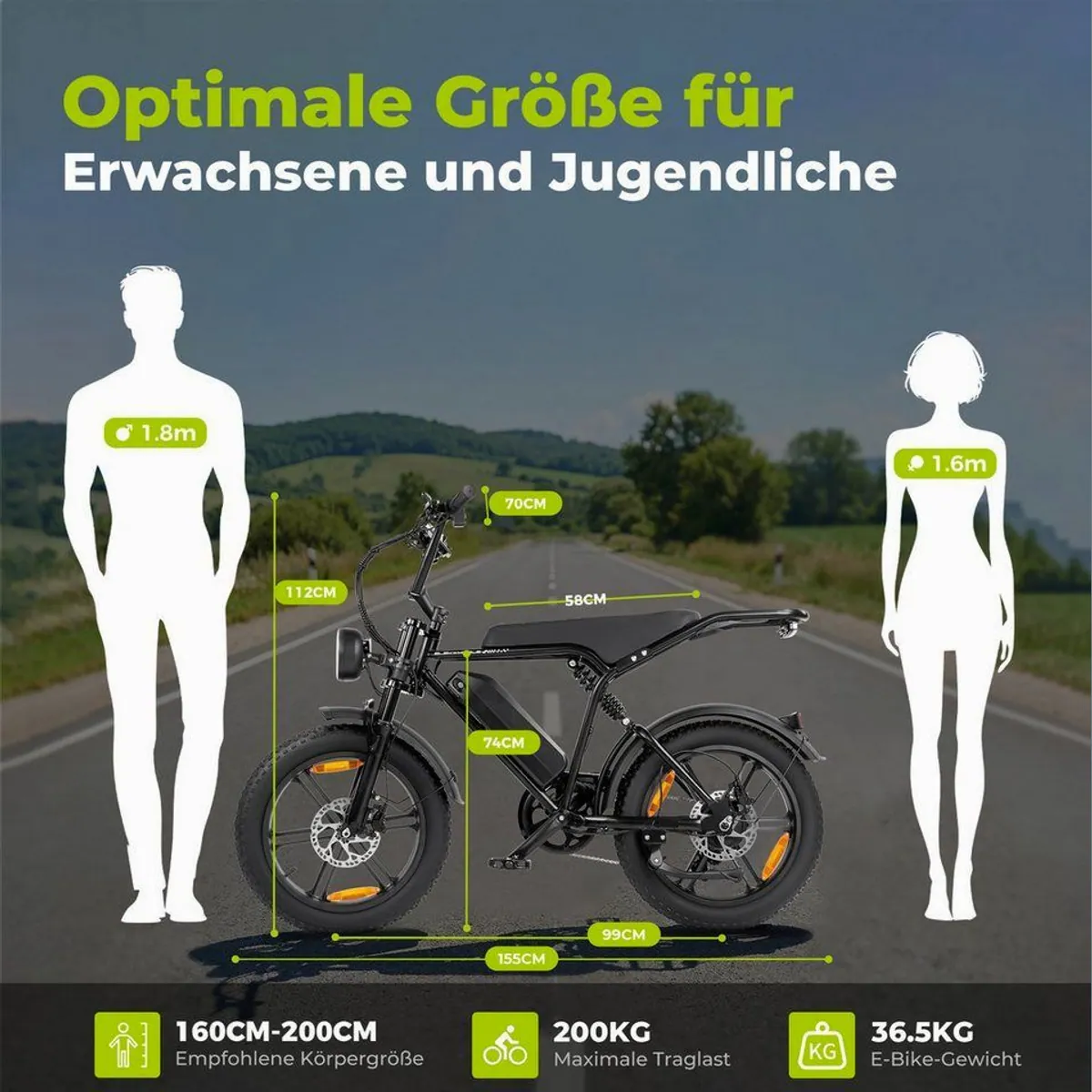 Vankel E-Bike Cityrad E6-3.0, Retro Design, 108 km Reichweite, 250W Motor 5
