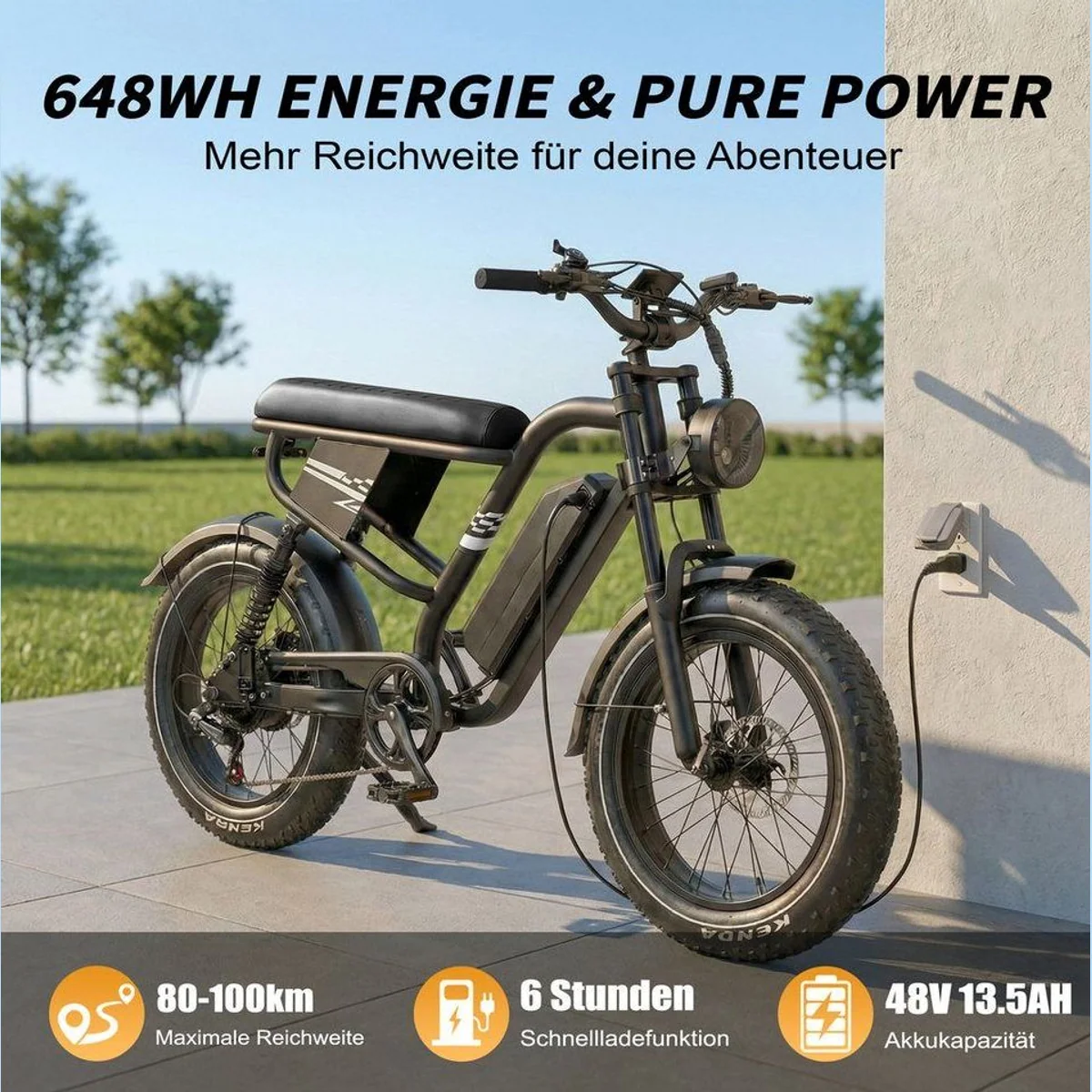 Vankel MX10 E-Bike Cityrad, kraftvoller Heckmotor, 100 km Reichweite, 7-Gang-Schaltung 5