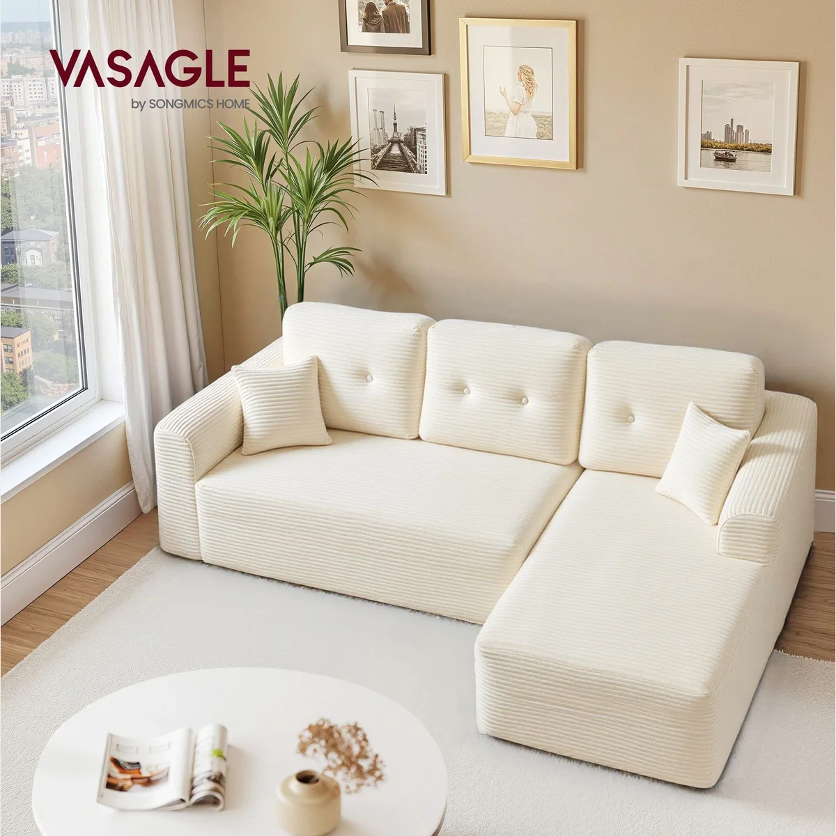 VASAGLE modulares Schlafsofa, kein Aufbau erforderlich, B: 244 cm in Cord 2