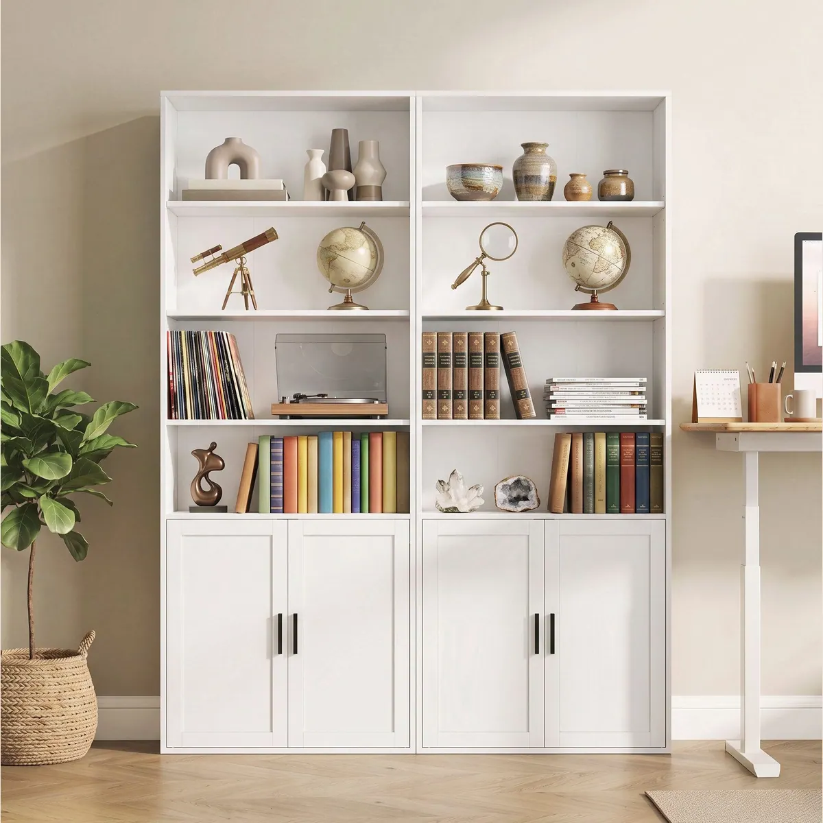 VASAGLE Bücherregal Standregal mit Tür, 6-stöckig, modernes Design