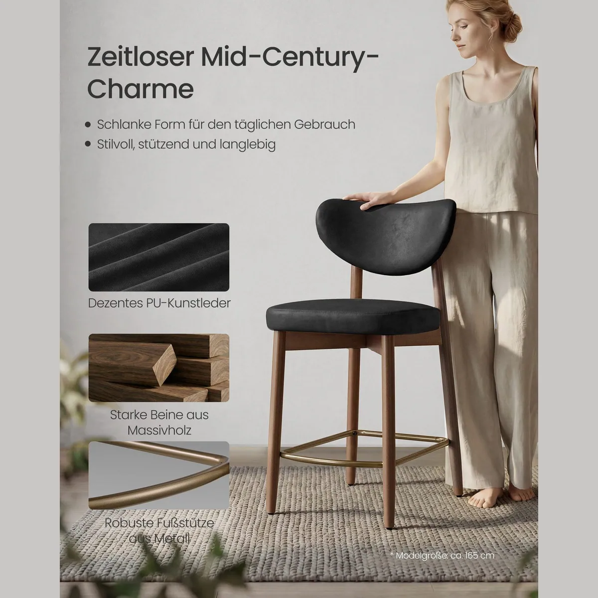 VASAGLE Barhocker Set, ergonomisches Design, für Kücheninseln geeignet 4