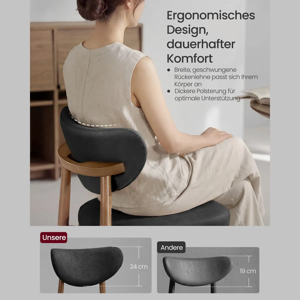 VASAGLE Barhocker Set, ergonomisches Design, für Kücheninseln geeignet 5