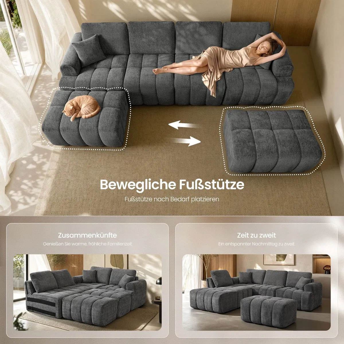 VASAGLE Wohnlandschaft U-Form, modular, mit Taschenfederkern — flexibel, komfortabel, stilvoll 5