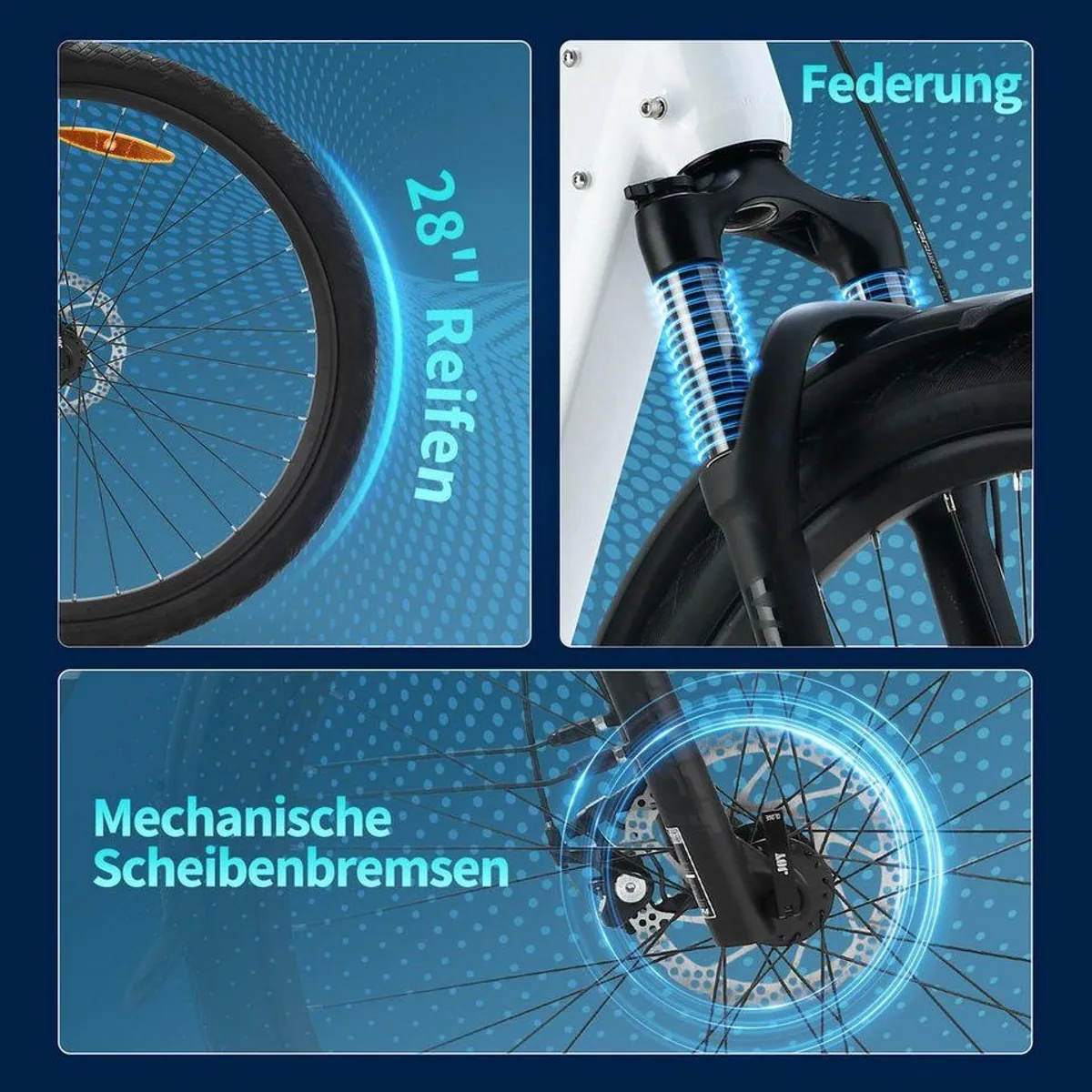 VECOCRAFT E-Bike Trekkingrad 28'', hohe Reichweite, 8-Gang Shimano 3