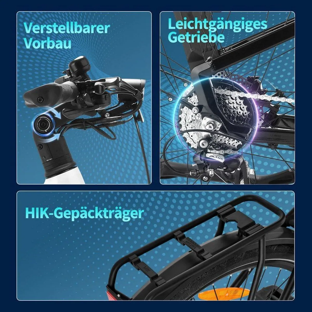 VECOCRAFT E-Bike Trekkingrad 28'', hohe Reichweite, 8-Gang Shimano 4
