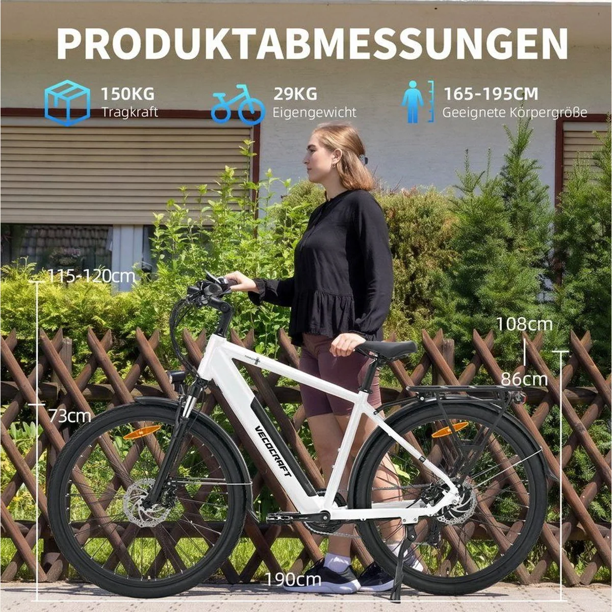 VECOCRAFT E-Bike Trekkingrad, kraftvoller Antrieb, große Akkureichweite, leicht und wendig 5