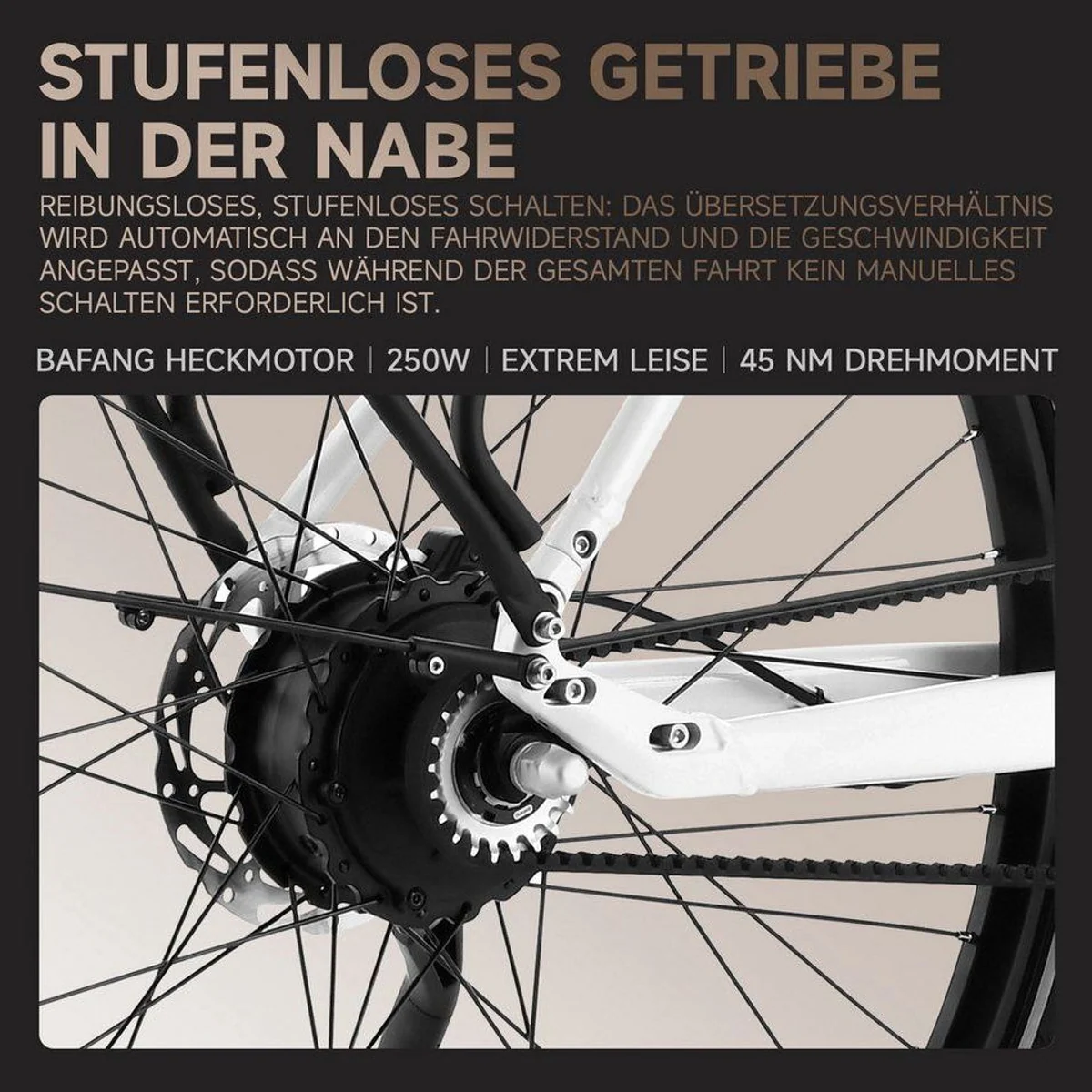 VECOCRAFT LUNA 2.0 E-Bike, stufenloses Antriebssystem, 360Wh Akku, GATES Riemenantrieb 2