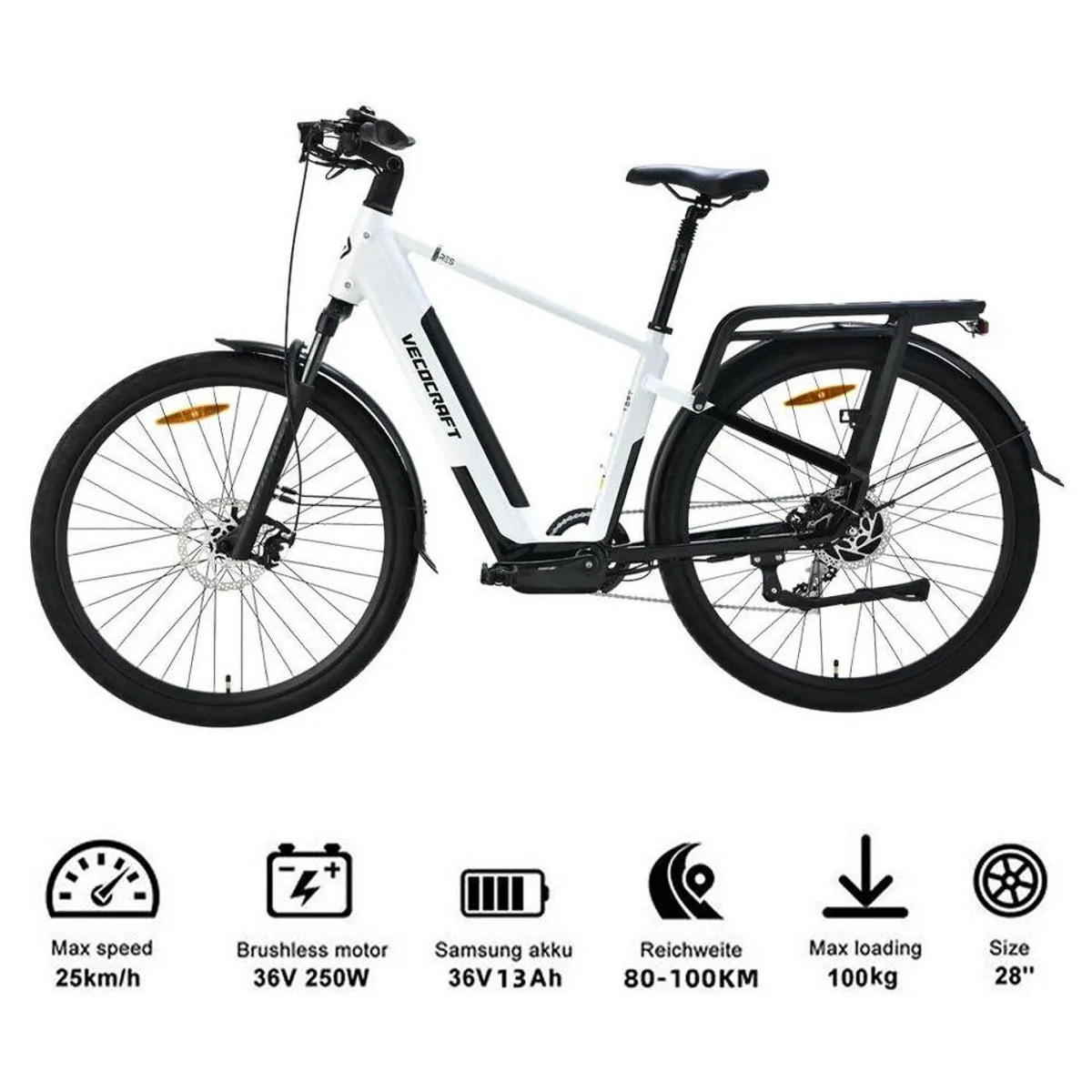 VECOCRAFT ARES E-Bike Trekkingrad, 250W Heckmotor, 8-Gang Shimano, 468 Wh Akku 5