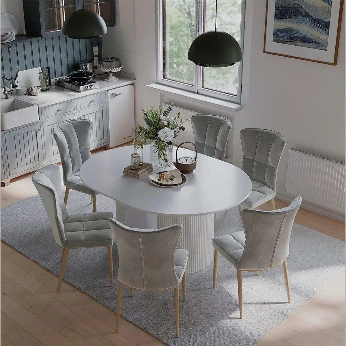 Vicco Esstisch Calero, ausziehbar, 120-200 x 60 cm, elegante Rillenstruktur