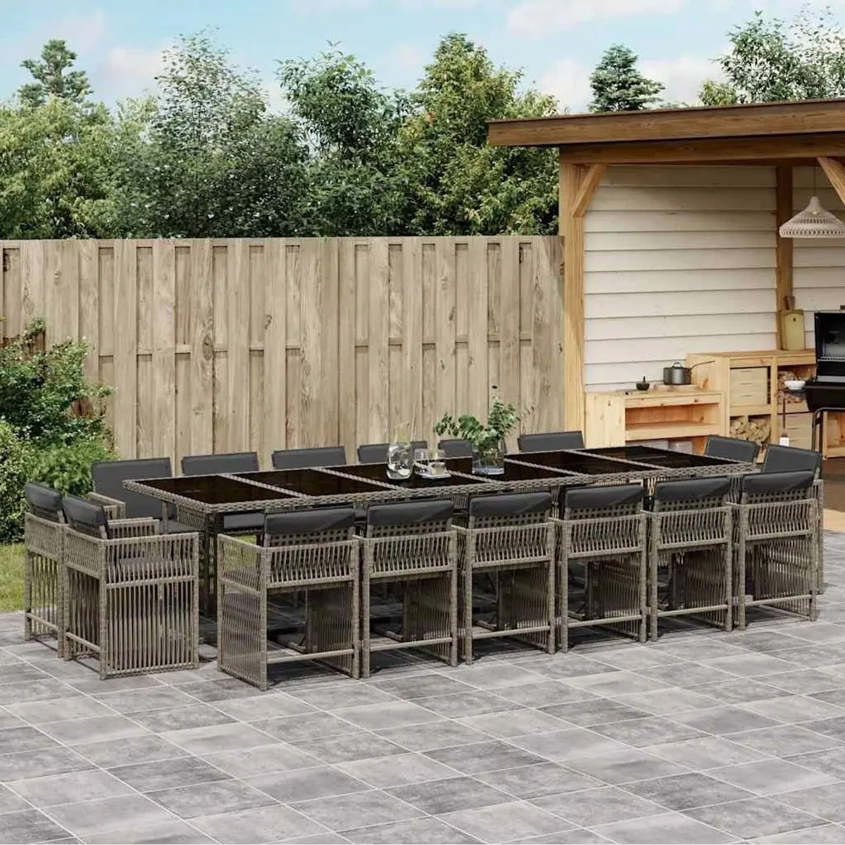vidaXL Garten-Essgruppe 17-tlg., stilvolles Design, platzsparend, pflegeleicht 2