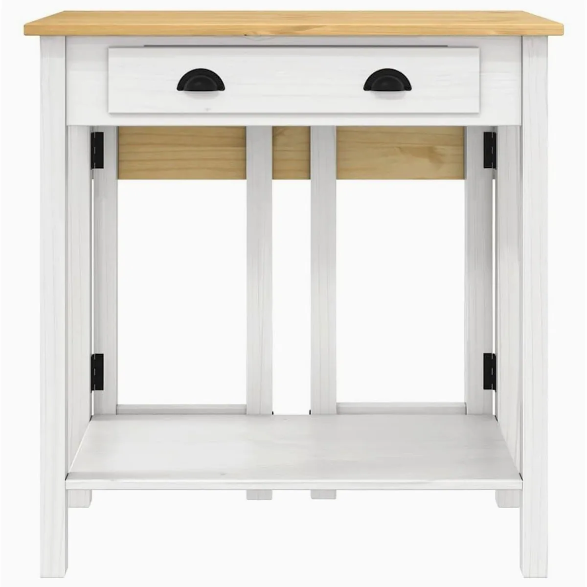 vidaXL Essgruppe 3-tlg. Bar-Set Weiß, massives Kiefernholz, klappbarer Tisch 5
