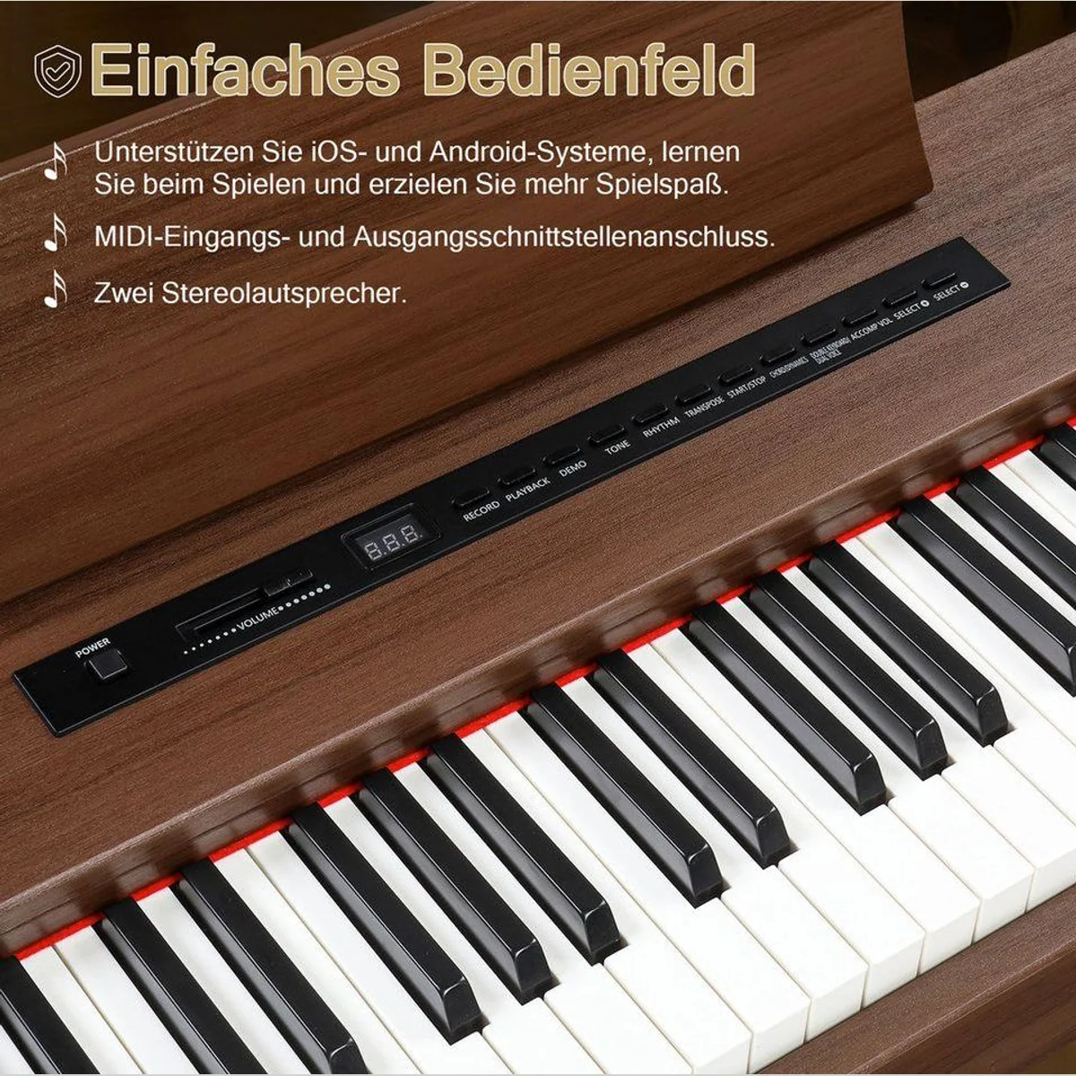 VINGLI GDP-104 Digitalpiano, vollgewichtete Tasten, Dual Bluetooth, 128 Klangfarben 4