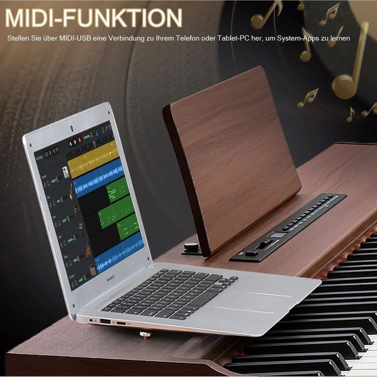 VINGLI GDP-104 Digitalpiano, vollgewichtete Tasten, Dual Bluetooth, 128 Klangfarben 5