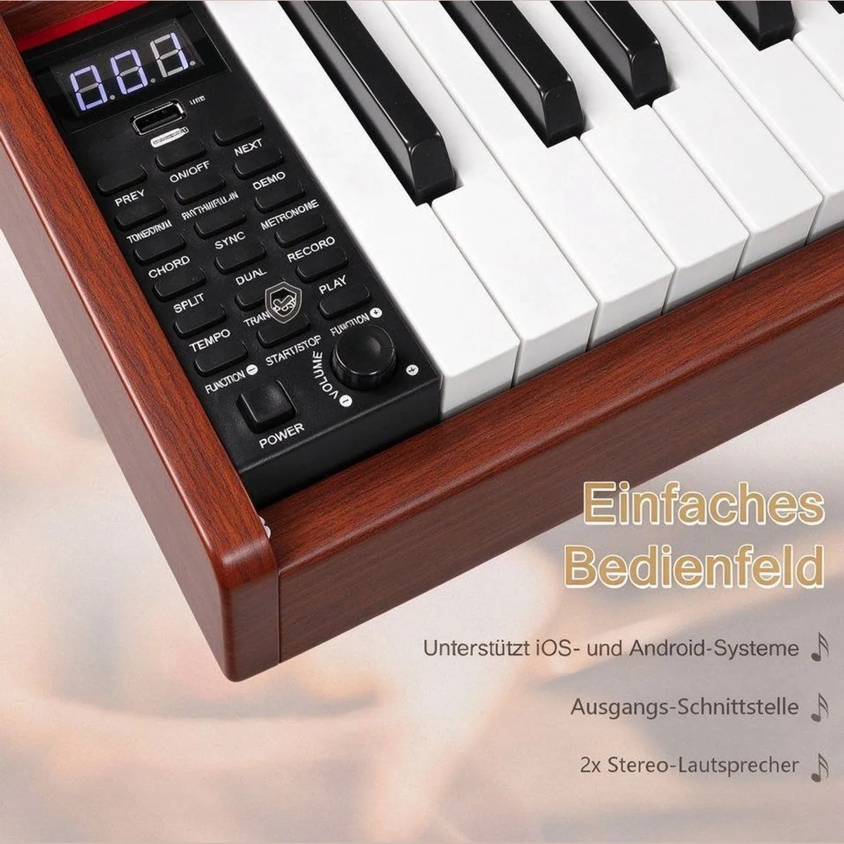 VINGLI Digitalpiano, 88 gewichtete Tasten, 3-Pedal-System, Bluetooth-fähig 2