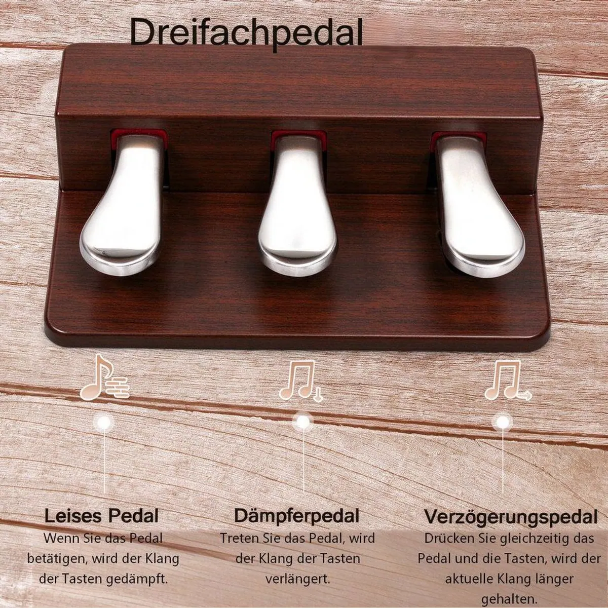 VINGLI Digitalpiano, 88 gewichtete Tasten, 3-Pedal-System, Bluetooth-fähig 3
