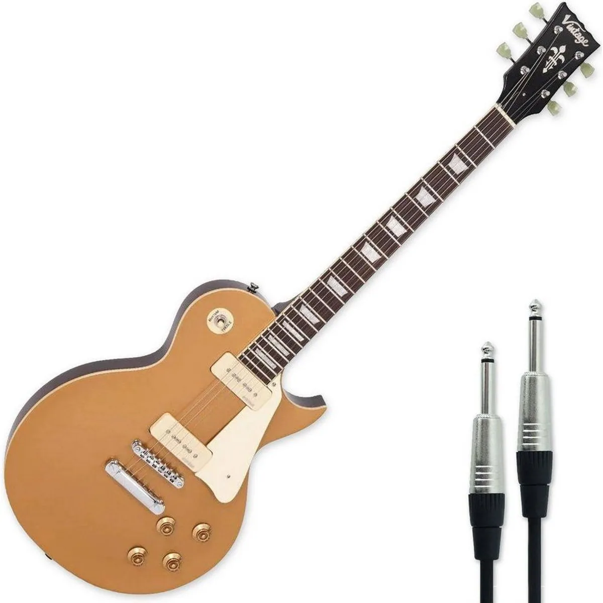 Vintage Guitars V100GT Reissued Gold Top, LP-Style, Wilkinson Hardware — inkl. Klinkenkabel