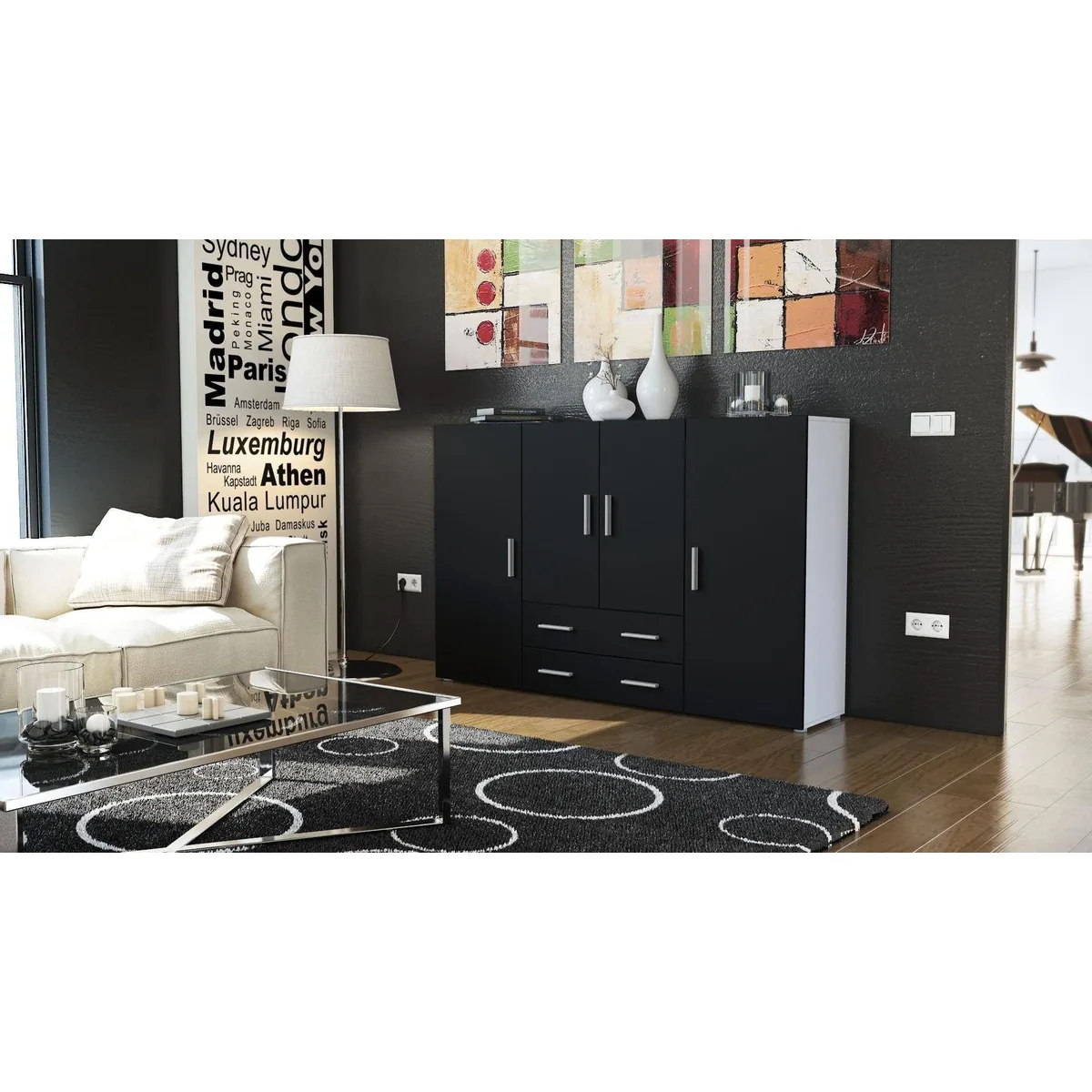 Vladon Highboard Nora, elegantes Design, großzügiger Stauraum, vielseitige Nutzung 2