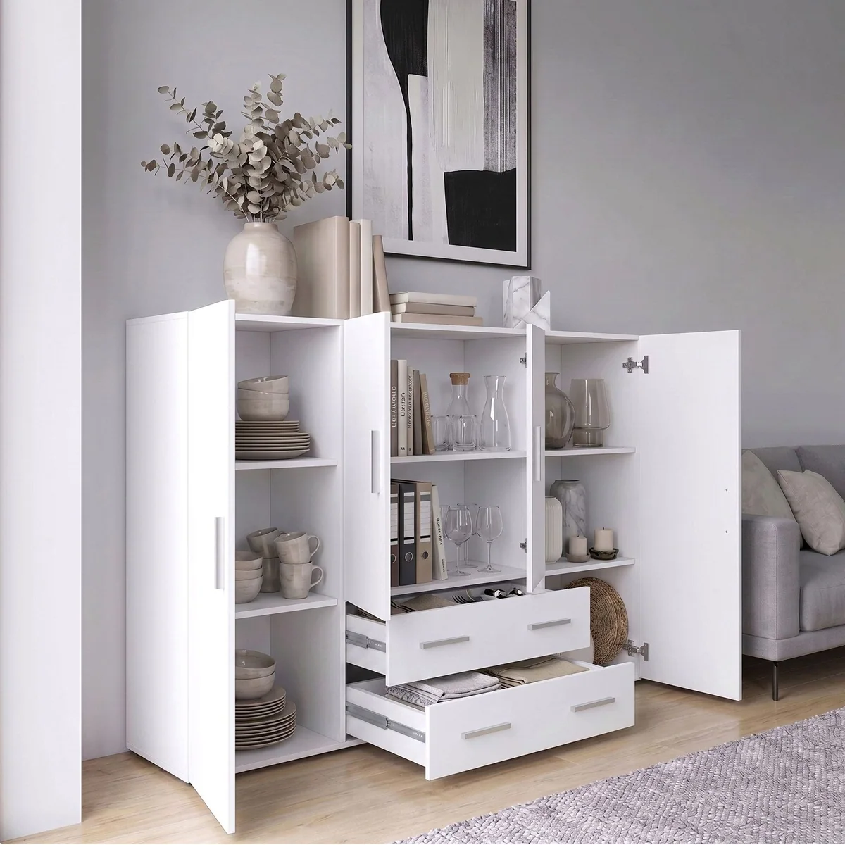 Vladon Highboard Nora, elegantes Design, großzügiger Stauraum, vielseitige Nutzung 3