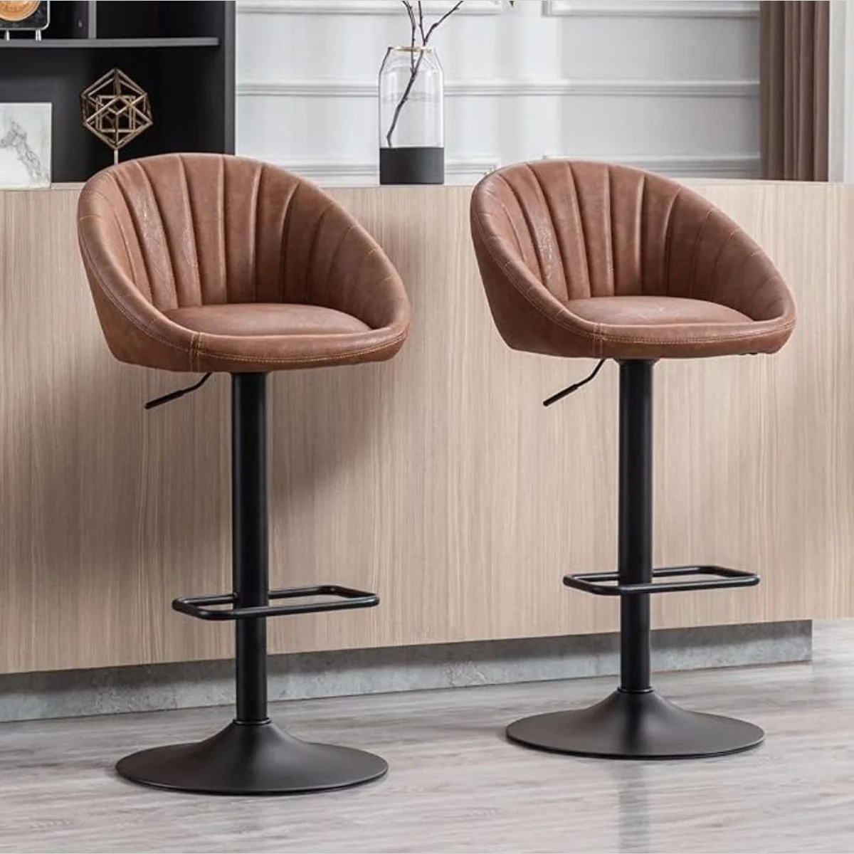 WAHSON OFFICE CHAIRS Barhocker, höhenverstellbar und drehbar, komfortables 2er Set 2