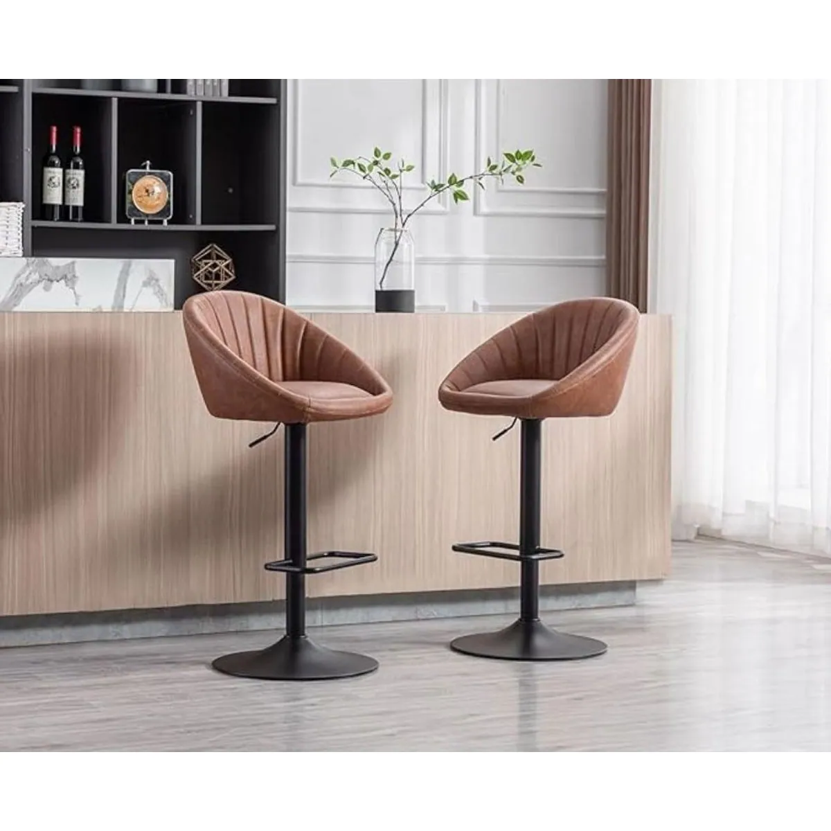 WAHSON OFFICE CHAIRS Barhocker, höhenverstellbar und drehbar, komfortables 2er Set 5