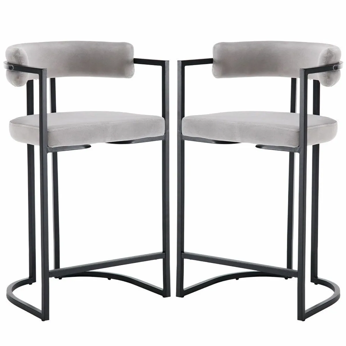 WAHSON OFFICE CHAIRS Barhocker 2er Set, stilvolle Samtpolsterung, robuste Metallbeine
