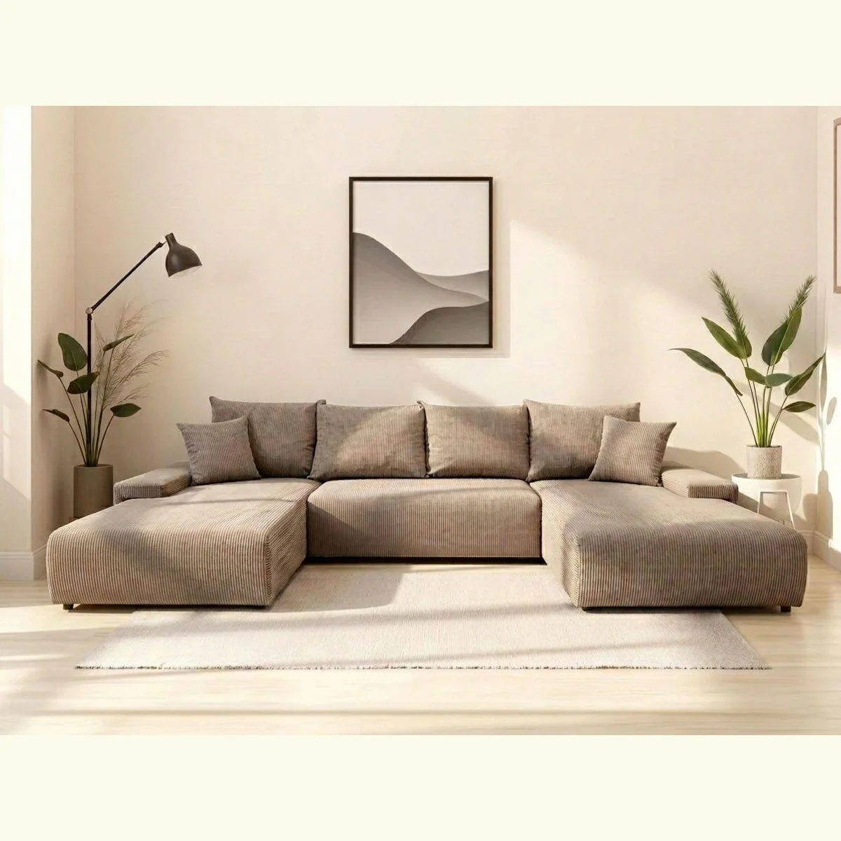 WERK2 Wohnlandschaft Amalfi, modern und bequem, mit Schlaffunktion und Bettkasten