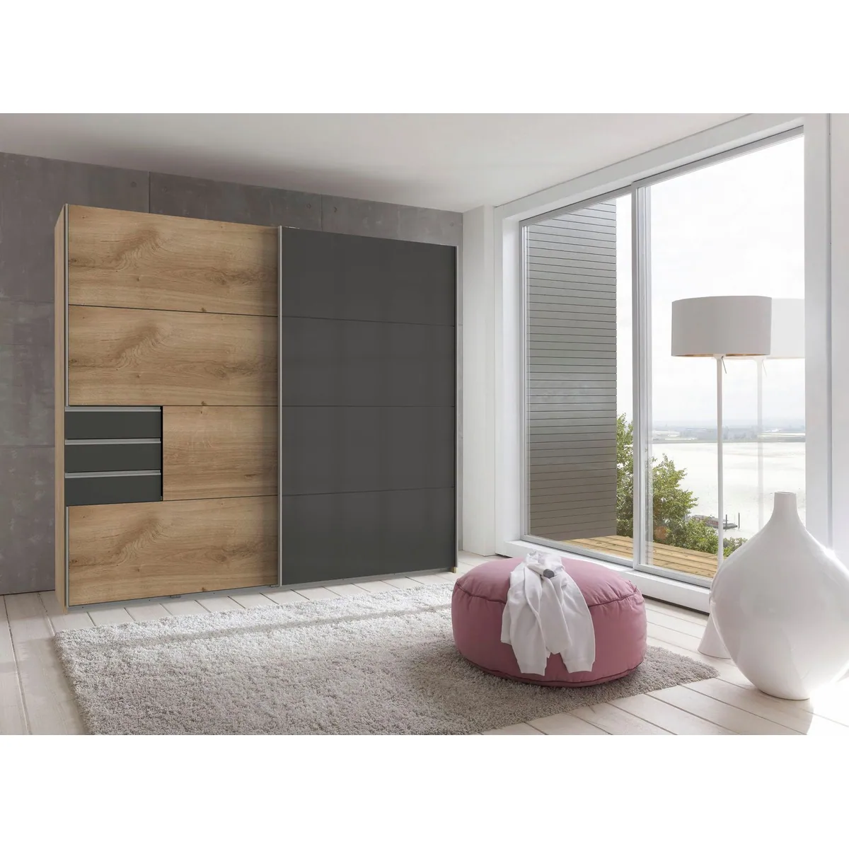 Wimex Schwebetürenschrank Saigon, elegantes Design, geräumig, verstellbare Einlegeböden