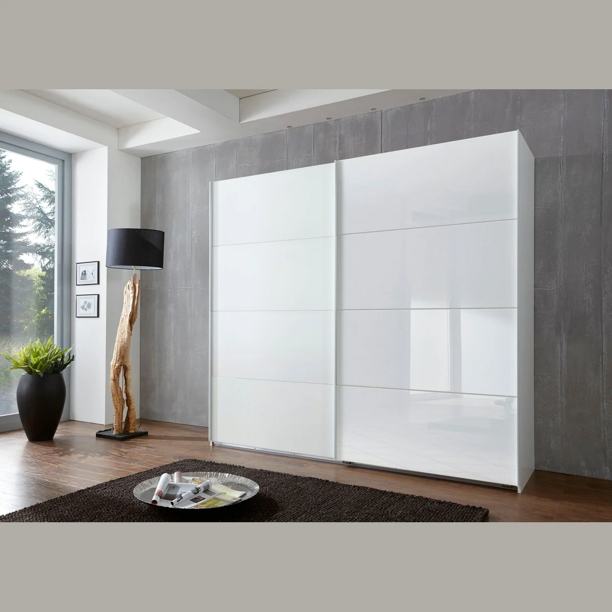 Wimex Ernesto Schwebetürenschrank, moderne Glastüren, elegantes Design, flexibler Stauraum 2