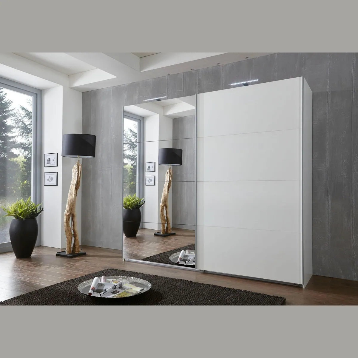 Wimex Schwebetürenschrank Ernie, elegantes Design mit Spiegel — vielseitige Größen, pflegeleichte Oberflächen, moderne Holzoptik 2